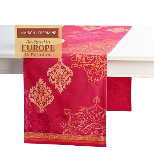 Maison d' Hermine Table Runner 100% Cotton Double Layer Table Runners 108 inches Long Decorative for Home Kitchen Dining Party (Versailles, 14.50" x 108")