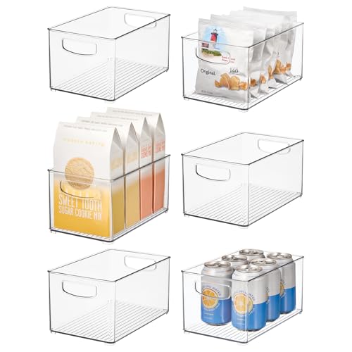 iDesign Stackable Clear Plastic Bin - Kitchen Organizers and Storage for Fridge and Pantry, 6-Pack