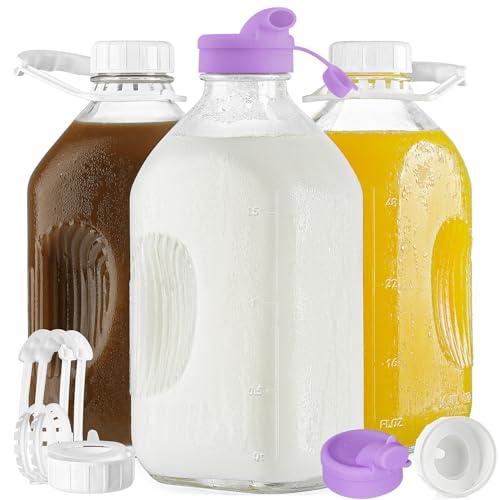 3 Pack 64 Oz Glass Milk Bottle