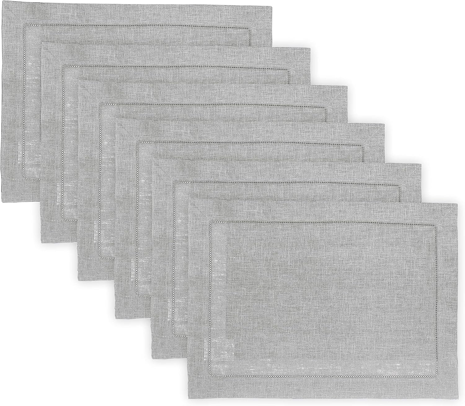 Solino Home Linen Cloth Placemats Set of 6 - Soft Grey