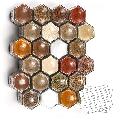 Homazing 24 Hexagon Magnetic Spice Jars