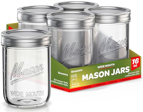 Wide Mouth Mason Jars 16 oz (18 Pack) - SEWANTA