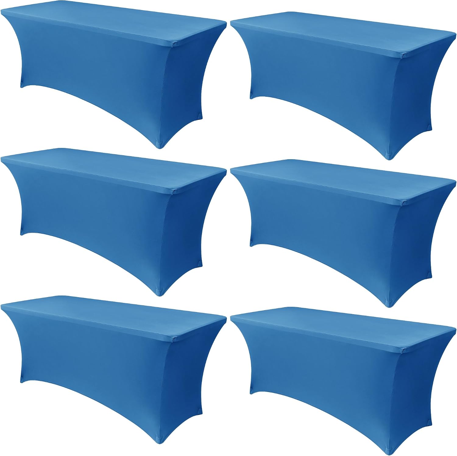 Obstal 6 Pack Stretch Spandex Table Covers for 6 Foot Tables - 6 FT Universal Rectangular Fitted Tablecloth Protector for Wedding, Banquet, Party (Aqua, 72 Length x 30 Width x 30 Height Inches)