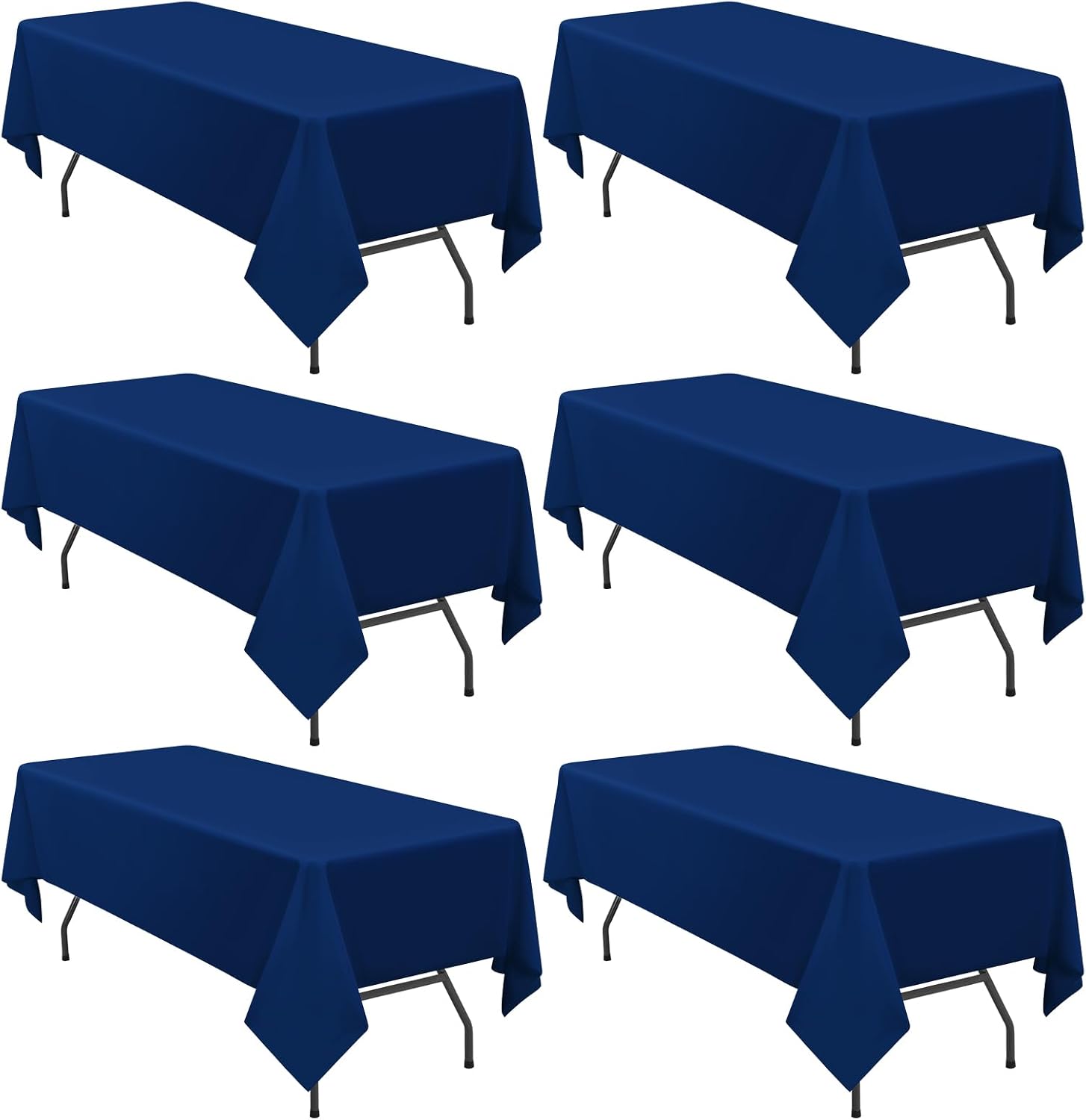 6 Pack Tablecloth 60 x 102 inch Polyester Table Cloth for 6 Foot Rectangle Tables,Stain and Wrinkle Resistant Washable Fabric Table Covers Polyester Navy Blue Table Clothes for Wedding,Party,Banquet