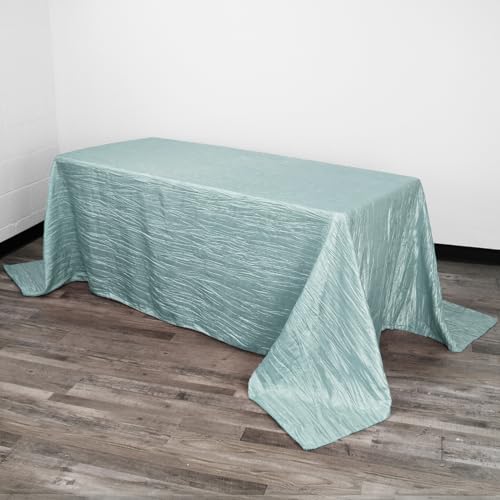 YOUR CHAIR COVERS - 90 x 156 inch Rectangular Crinkle Taffeta Tablecloth - Dusty Blue