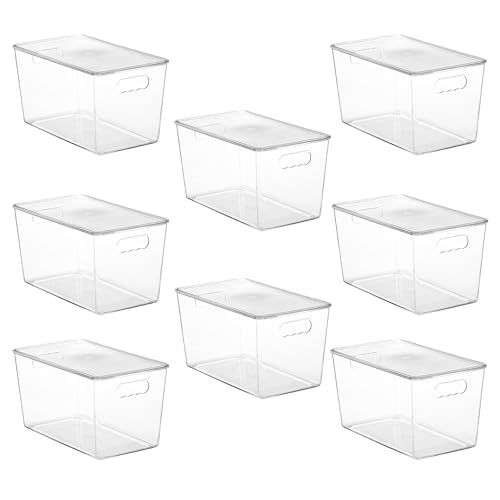 Vtopmart 8 Pack Clear Stackable Storage Bins with Lids, XLarge Plastic Containers with Handle for Pantry Organizer and Storage
