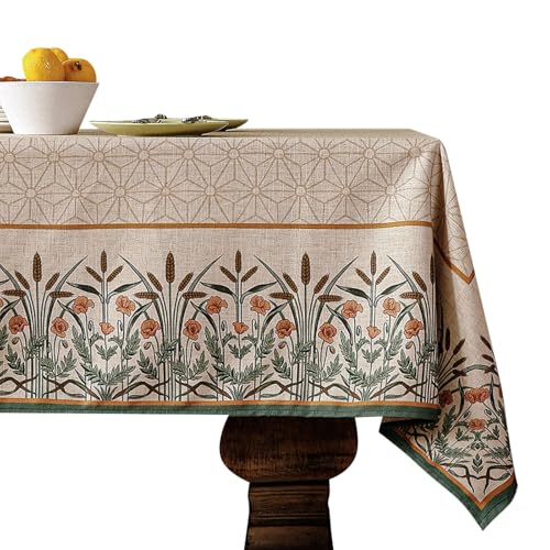patdrea Designer Vintage Linen Small Table Cloth for Rectangle Table,French Floral Durable Breathable Tablecloth,Dacorative Cover for Kitchen Dining,Christmas,Thanksgiving,55"x71"-Cudillero