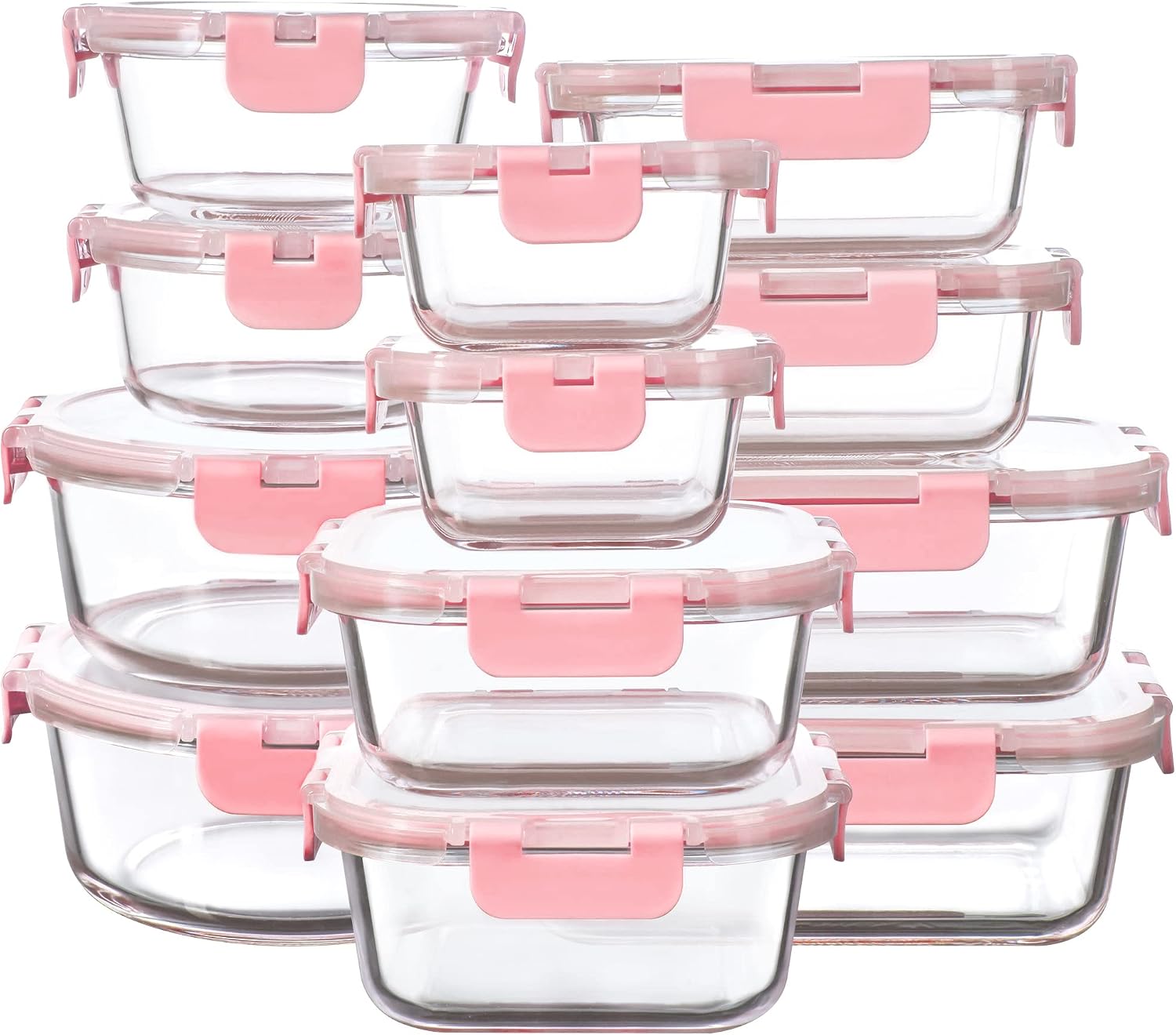 FAWLES 12 Pack Glass Storage Containers