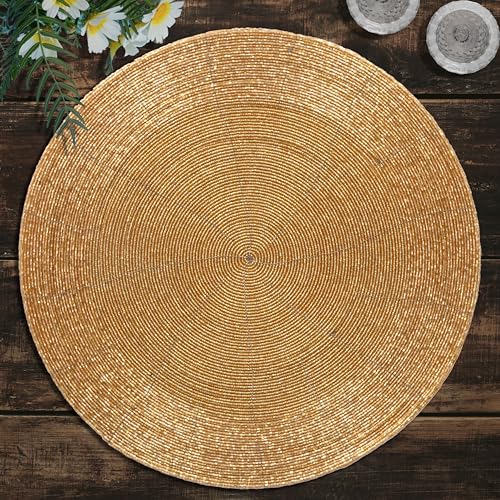 Decozen Beaded Gold Placemats (14")