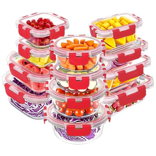 VERONES 24 Pieces Glass Food Storage Set