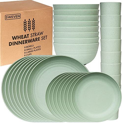 SWEVEN Wheat Straw Dinnerware Set (Green)