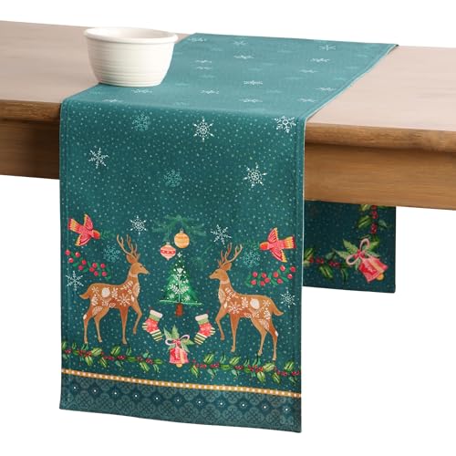 Maison d' Hermine Table Runner 100% Cotton Double Layer Table Runners 72 inches Long Decorative for Home Kitchen Dining Party Baby Shower Wedding Bridal Shower (Hygge Christmas, 14.50" x 72")
