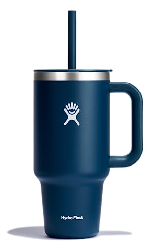 Hydro Flask 32 Oz Travel Tumbler with Handle, Lid and Straw - Insulated Stainless Steel in Indigo