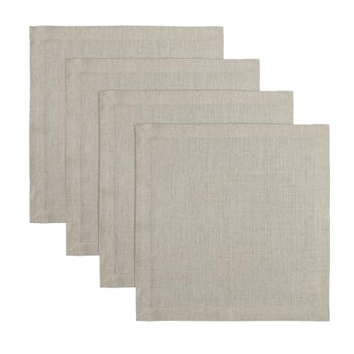 Solino Home Natural Placemats Set of 4-100% Pure Linen Placemats 14 x 14 Inch for Fall, Autumn, Thanksgiving, Christmas - Fete, Handcrafted and Machine Washable