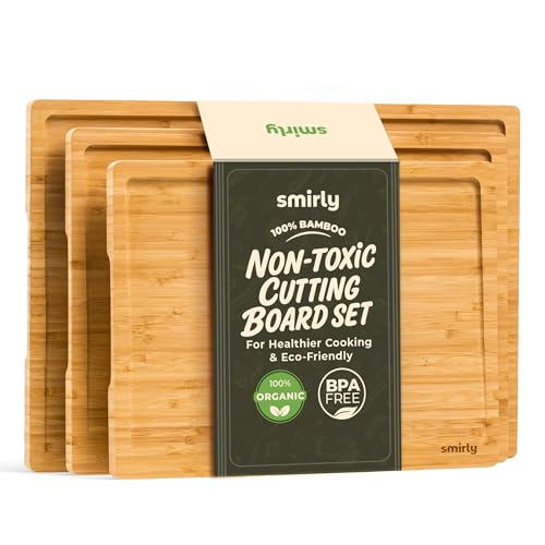 SMIRLY Bamboo Cutting Boards (3-Pack)