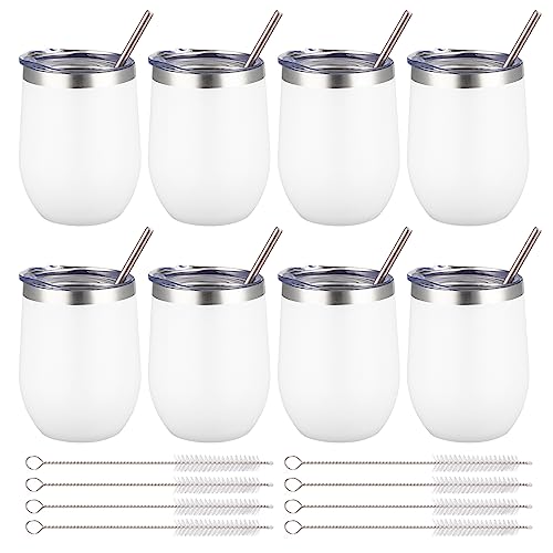 FristChoice 12 oz Insulated Wine Tumbler (White,8)