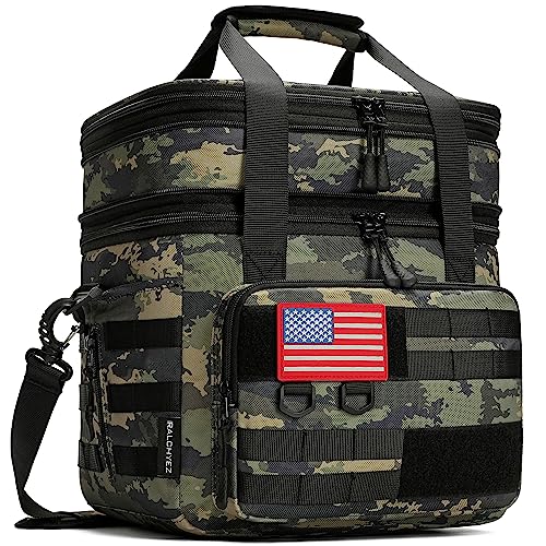 RalChyez Tactical Lunch Bag, 20L Large Heavy Duty Double Deck Insulated Lunch Box Leakproof Expandable Tote Cooler with Shoulder Strap for Adult Men Women Work Fishing Picnic Travel Ocp Camo
