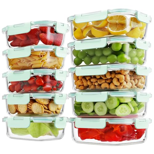 HOMBERKING Glass Meal Prep Containers (Blue)