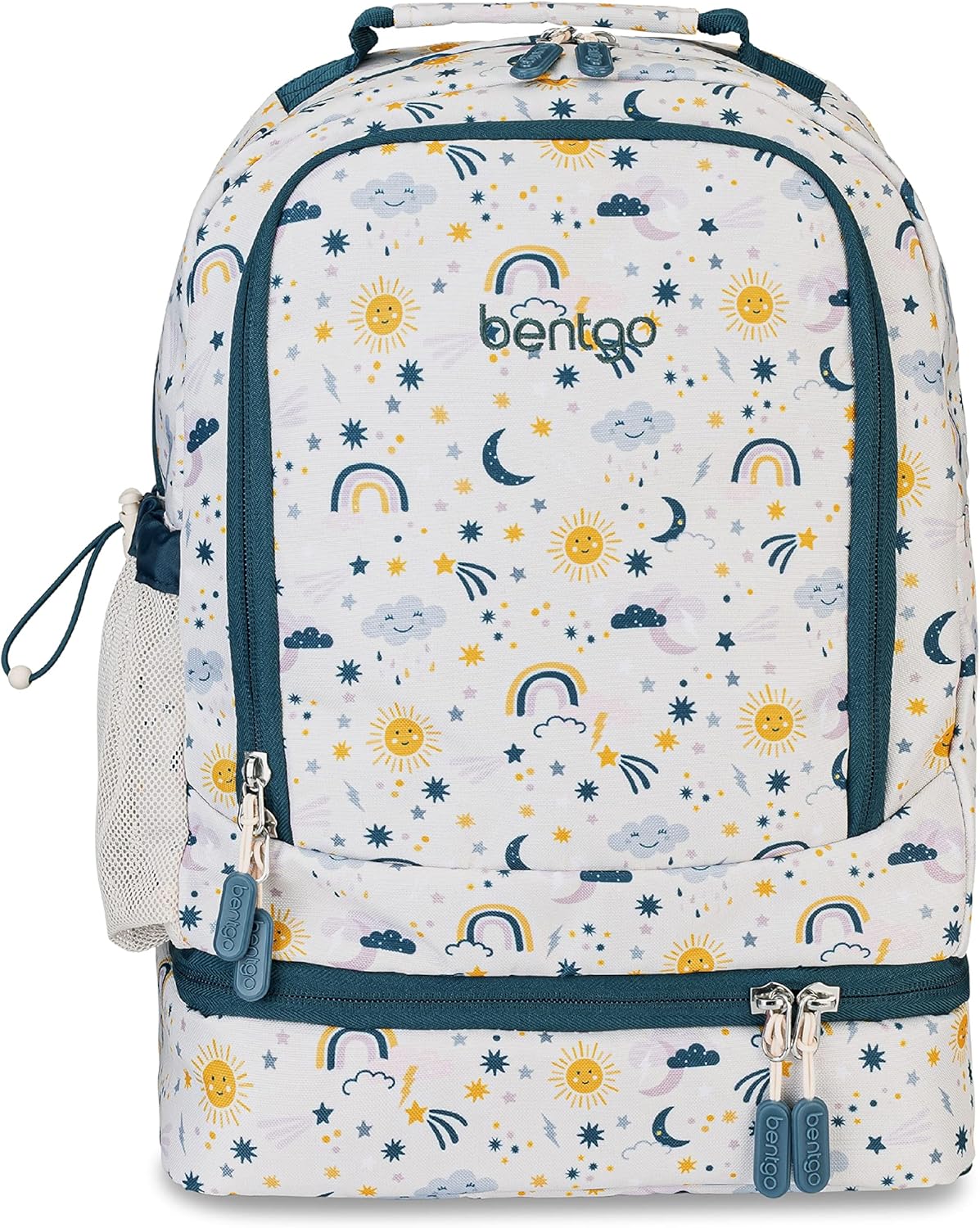 Bentgo Kids 2-in-1 Backpack & Insulated Lunch Bag - Durable 16 Backpack & Lunch Container in Unique Prints for School & Travel - Water Resistant, Padded & Large Compartments (Friendly Skies)