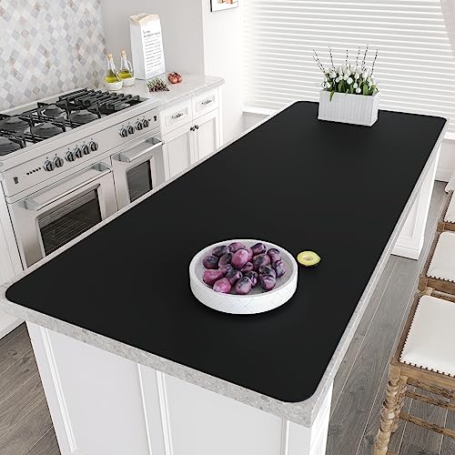 Warome Silicone Mat,78.7x 23.6 Heat Resistant Mats for Countertop,Extra Large Countertop Protector Mat, Multi-functional Cuttable Kitchen Counter Mat, Silicone Mats for Kitchen Counter/Crafts -Black