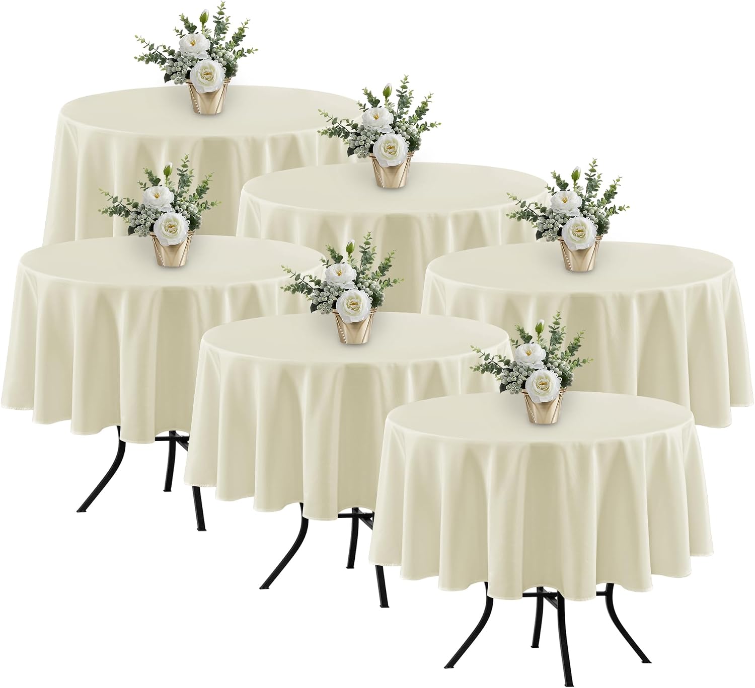 Fitable 6 Pack Ivory Round Table Clothes