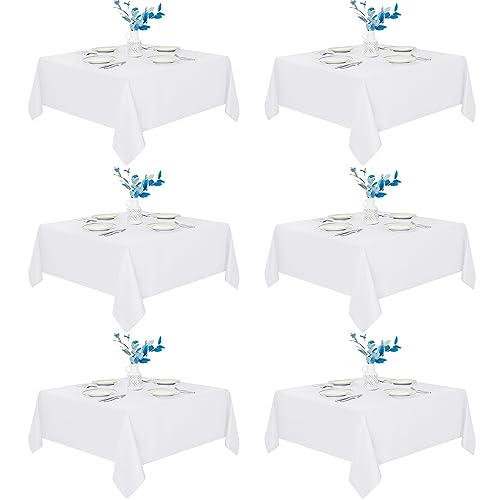 Fitable 6 Pack White Square Tablecloths - 70 x 70 Inches