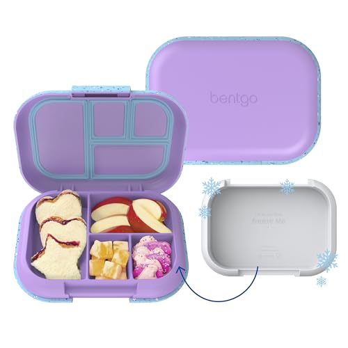 Bentgo Chill Kids Leak-Proof Lunch Box - 4-Compartment Bento Box with Built-In Ice Pack, 3.3 Cup Capacity, PFAS & BPA-Free, Microwave & Dishwasher Safe, Ideal Size for Ages 3 to 7 (Vivid Orchid)