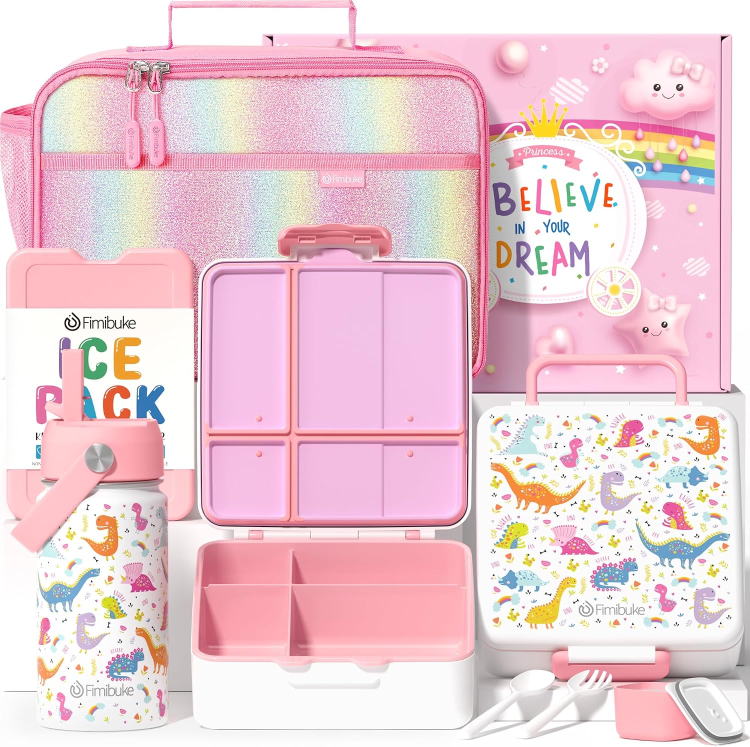 Fimibuke 7‑Piece Lunch Set (14oz Bottle)