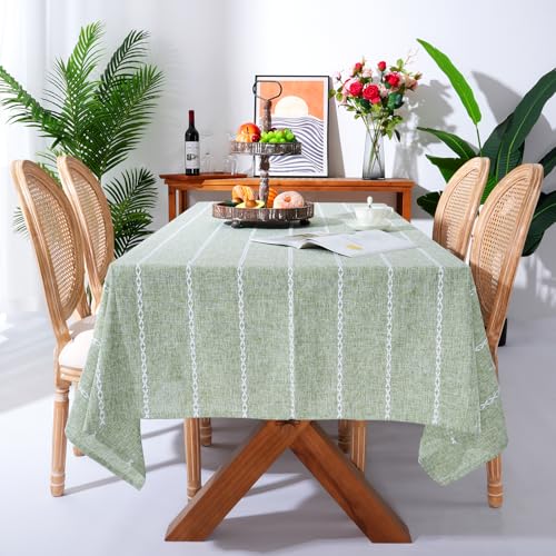 Chassic 60 x 120 inches Farmhouse Style Linen tablecloths, Sage Green