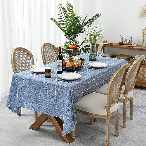 Chassic 60 x 120 inches Farmhouse Style Linen tablecloths, Blue