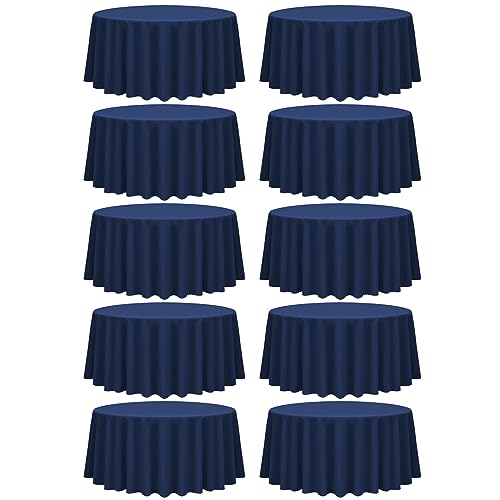 fani 10 Pack 90 Inch Round Tablecloth, Navy Blue Polyester Fabric Table Cloth for Round Table, Stain and Wrinkle Resistant Washable Table Cover for Wedding Party Dining Table Buffet and Camping