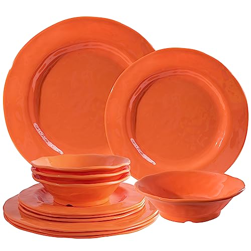 LEHAHA Orange Melamine 12-Piece