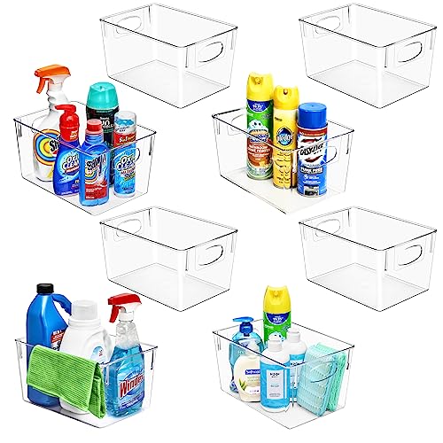 Sorbus 8 Pack Large Clear Plastic Storage Bins, Clear Organizer Bins with Handle for Kitchen, Pantry, Cabinet, Refrigerator, Craft, Toys, Clothes, Closet, Under Sink, Bathroom Organizers and Storage