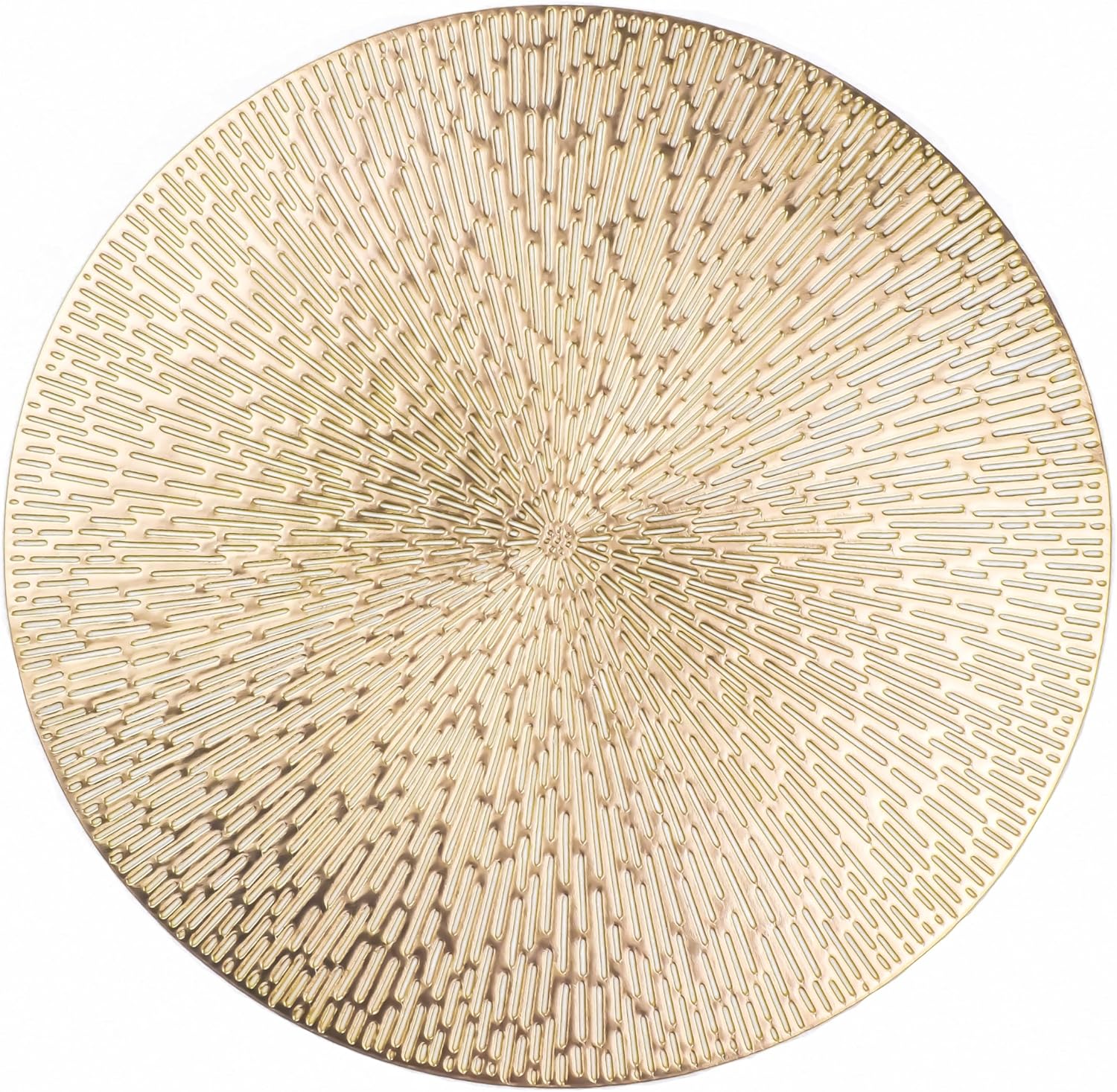 Snowkingdom Gold Placemats Set of 18, 15 Inch Round Vinyl Metallic Place mats, Golden Washable Easy Clean Wipeable Non Slip Stain Resistant Kitchen Dining Table Mats for Halloween Party Decoration