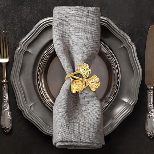 Decozen Gold Leaf Napkin Rings