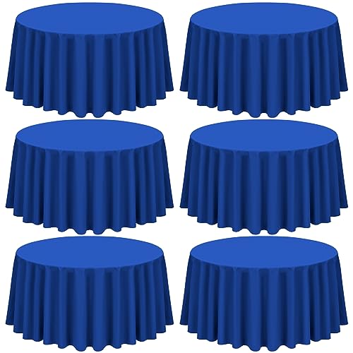 Showgeous 6 Pack Royal Blue Round Tablecloth - 120 Inch Polyester Table Cloth - Washable Decorative Fabric Table Covers for Wedding, Dining, Party, Banquet