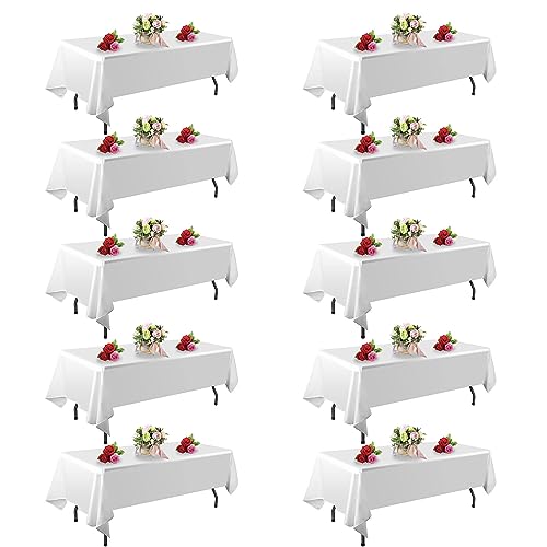 FINDYOU 10 Pack White Table Cloth 60 x 102"