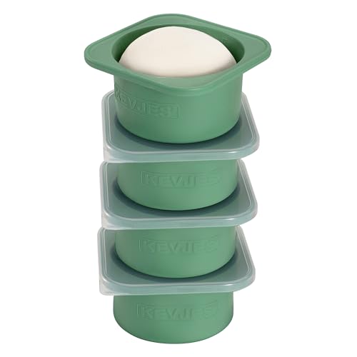 PLUS Large 1000ml Pizza Dough Proofing Boxes for DIY Artisan Pizza, Food Grade Silicone Stackable Containers with Lids, Sturdy Reinforced Steel. Freezer, Fridge, Dishwasher Safe (4Green Plus)