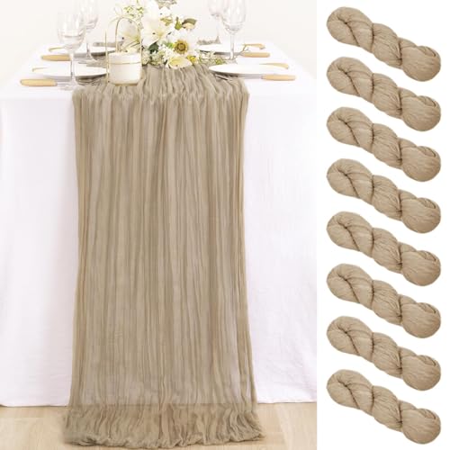 MLMC 8 Pack Nude Cheesecloth Table Runner
