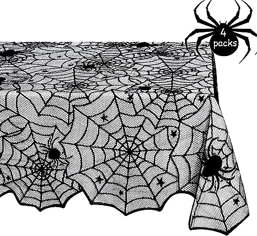 Halloween Lace Tablecloths Black Spiderweb Pack of 4