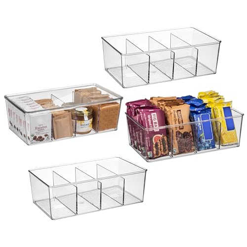 ClearSpace Pantry Organization and Storage Bins with Removable Dividers & Lids  Perfect Pantry Organizers or Kitchen Organization  Refrigerator Organizer Bins, Cabinet Organizers, 4 Pack