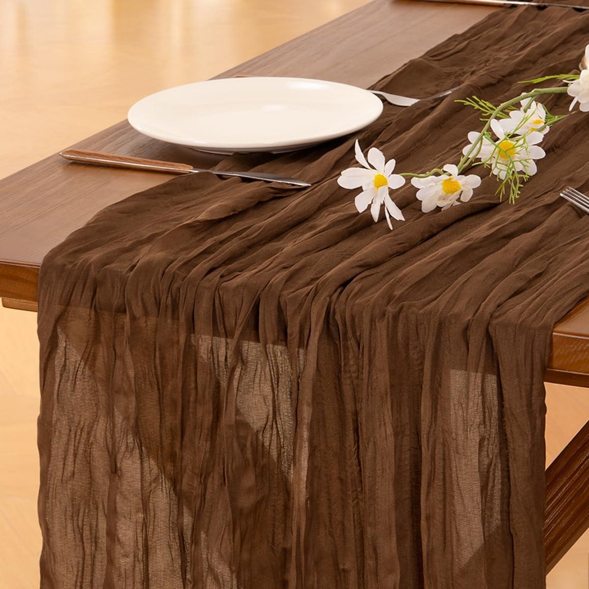Socomi Brown 120" Cheesecloth Runner