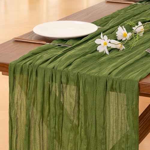 Socomi Moss Green Cheesecloth Runner