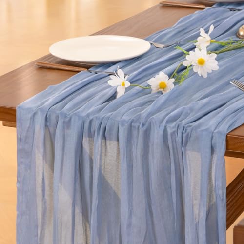 Socomi Dusty Blue 120" Cheesecloth Runner