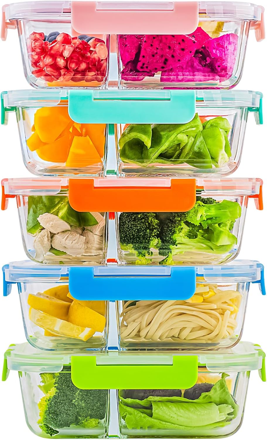 C CREST 3-Compartment Glass Meal Prep