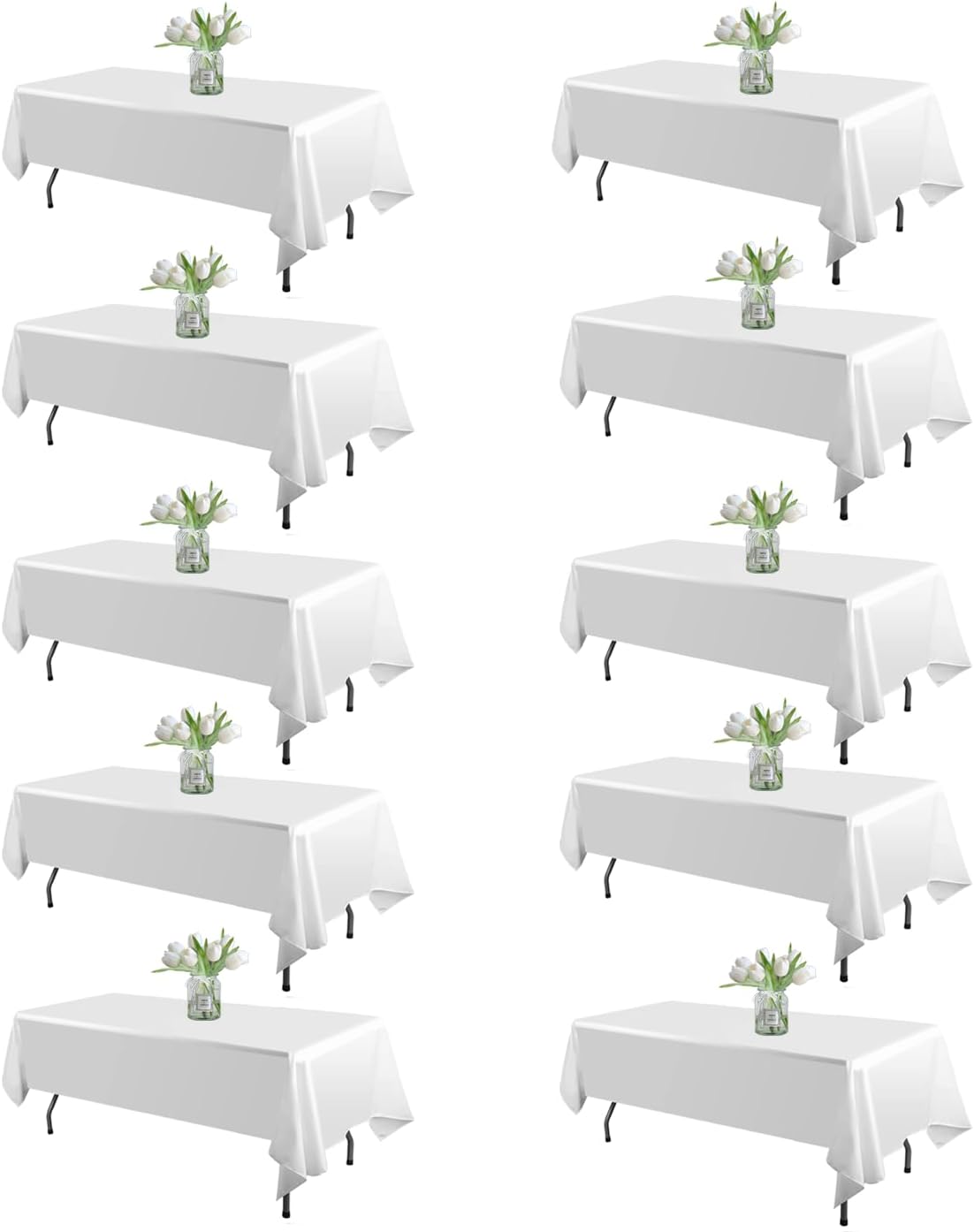 WIGENIUS 10 Pack White Table Cloth Rectangle 60x102"