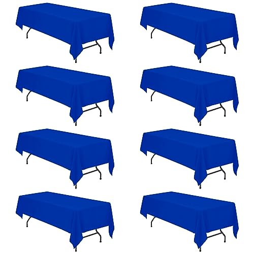 BRILLMAX 8 Pack Royal Blue Tablecloths for 8 Foot Rectangle Tables 60 x 126 Inch - 8ft Rectangular Bulk Linen Polyester Fabric Washable Cloth Cover for Wedding Reception Banquet Birthday Party