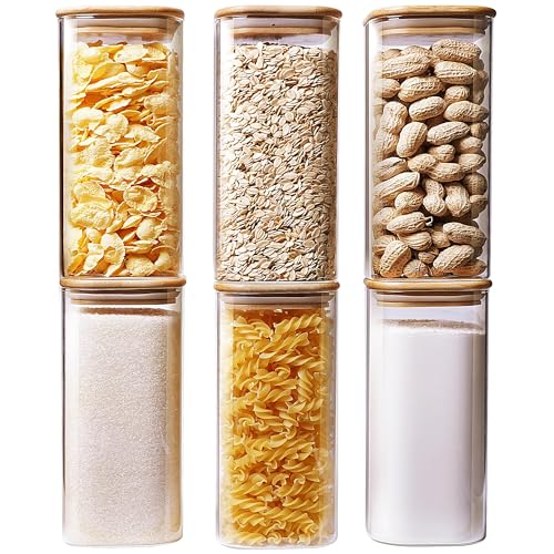 Square Glass Jars with Bamboo Lids (HomArtist)
