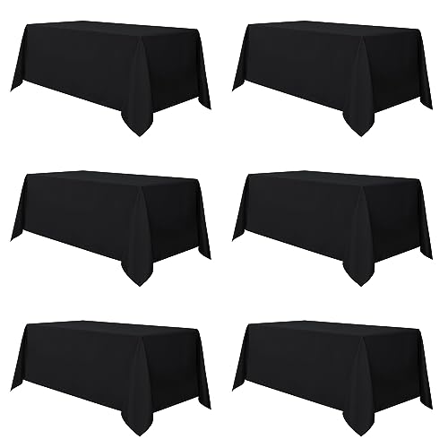 sancua 6 Pack Black Tablecloth 90 x 156 Inch