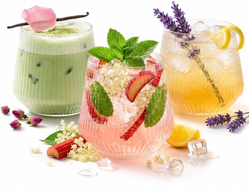 40 count Origami Ripple Unbreakable Stemless Plastic Wine Champagne Whiskey Glasses Elegant Durable Disposable Indoor Outdoor Ideal for Home, Office, Bars, Wedding, Ribbed 12 Ounce Cups (Clear)